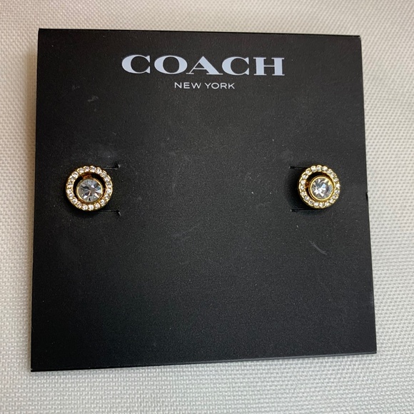 NWT! Coach Stunning Clear Faceted Crystal Post Pierced Earrings! - Picture 5 of 5